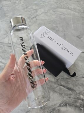 State of Grace Glass Water Bottle - Wine Lover Gift